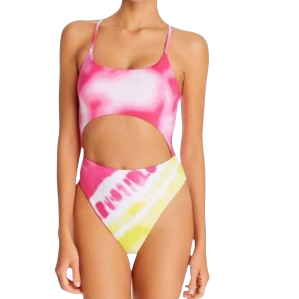 NWT AQUA Tequila Sunrise Tie Dye One-Piece Swimsuit sz S